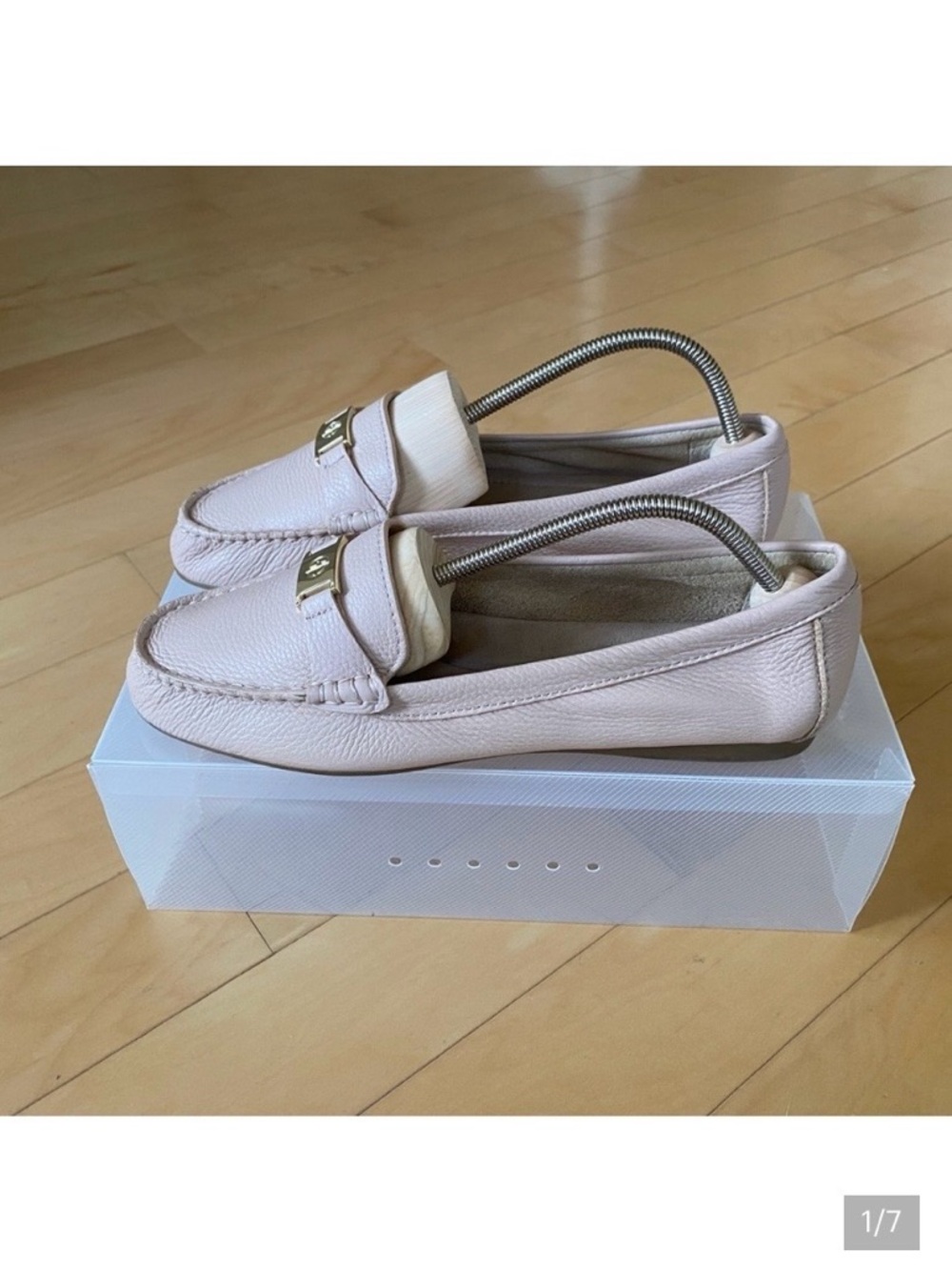 Giani Bernini Leather Cream Loafers with Gold Detail Memory Foam